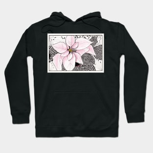 Zentangle Poinsettia in Pink and Black Hoodie